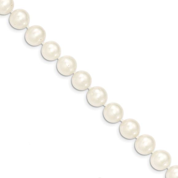 9-10mm White FW Cultured Pearl & 14k Yellow Gold Necklace 20 Inch